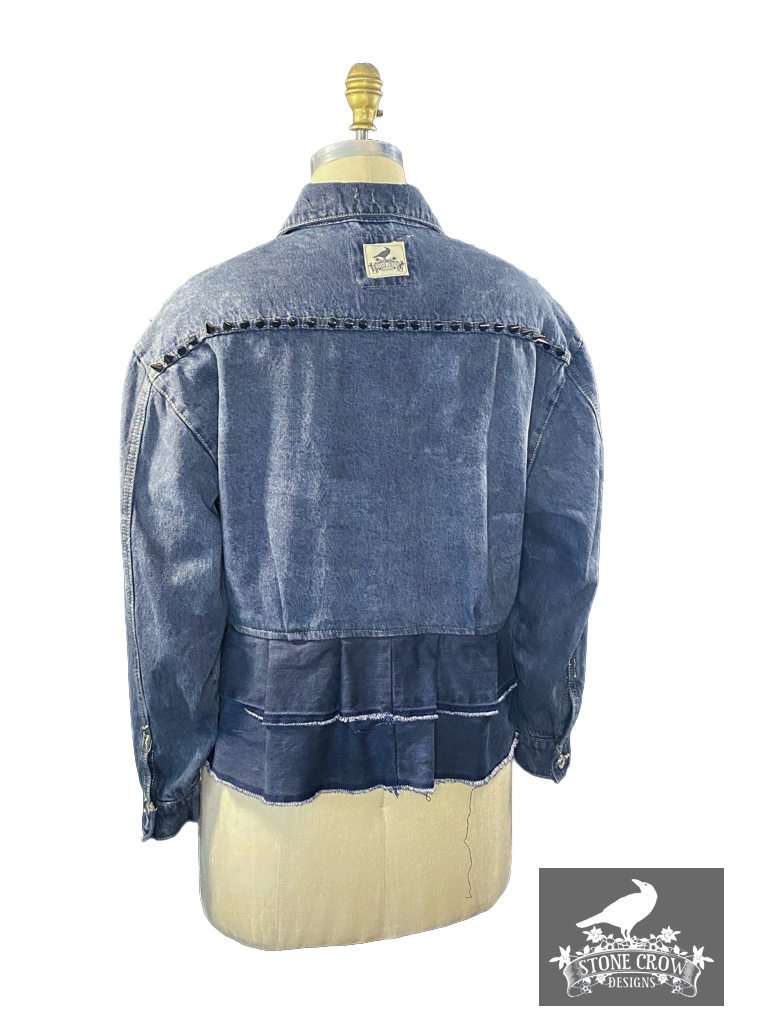 Remixed Spiked Denim Jacket — Stone Crow Designs